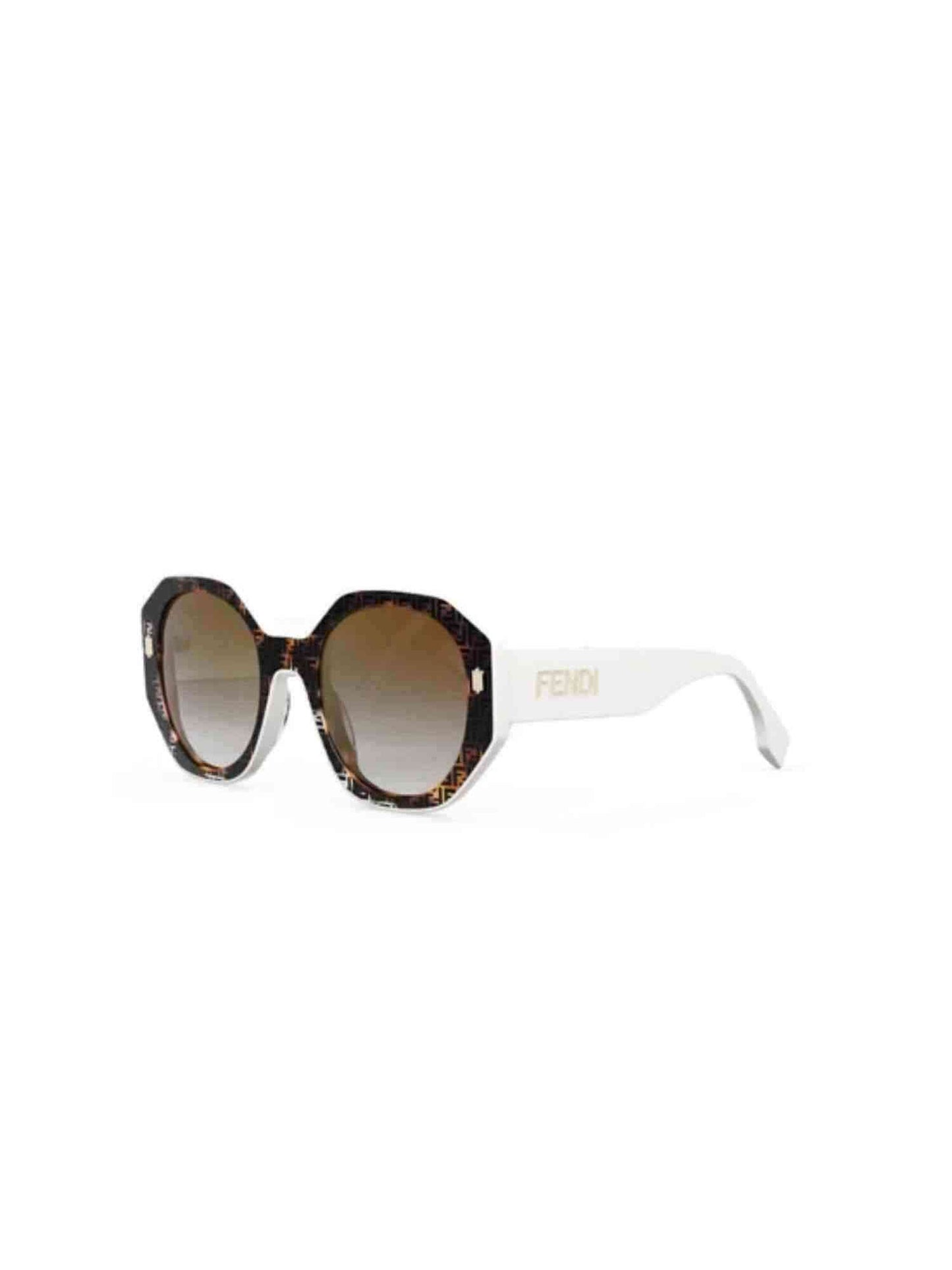 FE40045I Geometric Sunglasses with Gradient Brown Lens in Coloured Havana