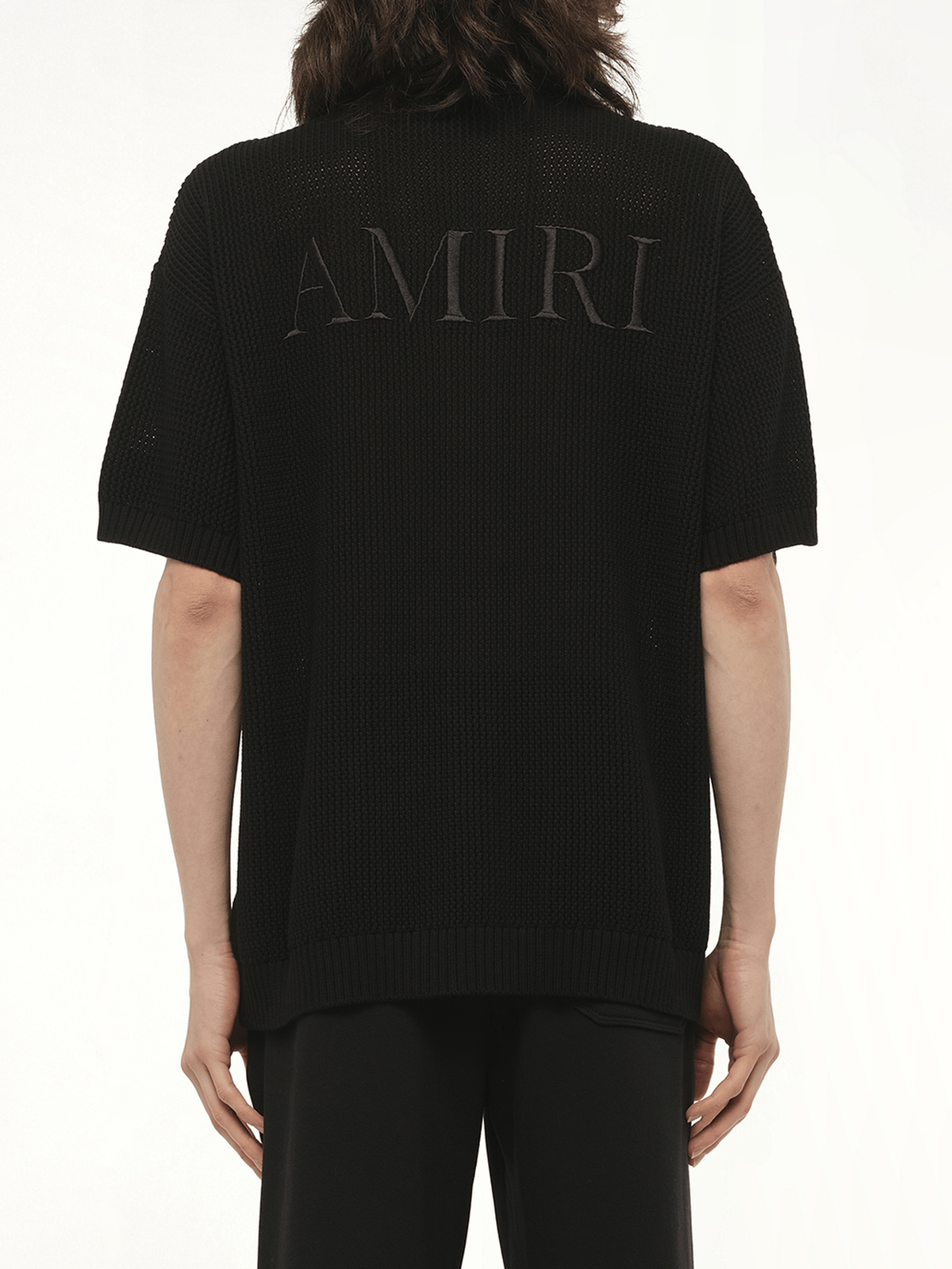 Amiri Crochet Mesh Shirt in Black