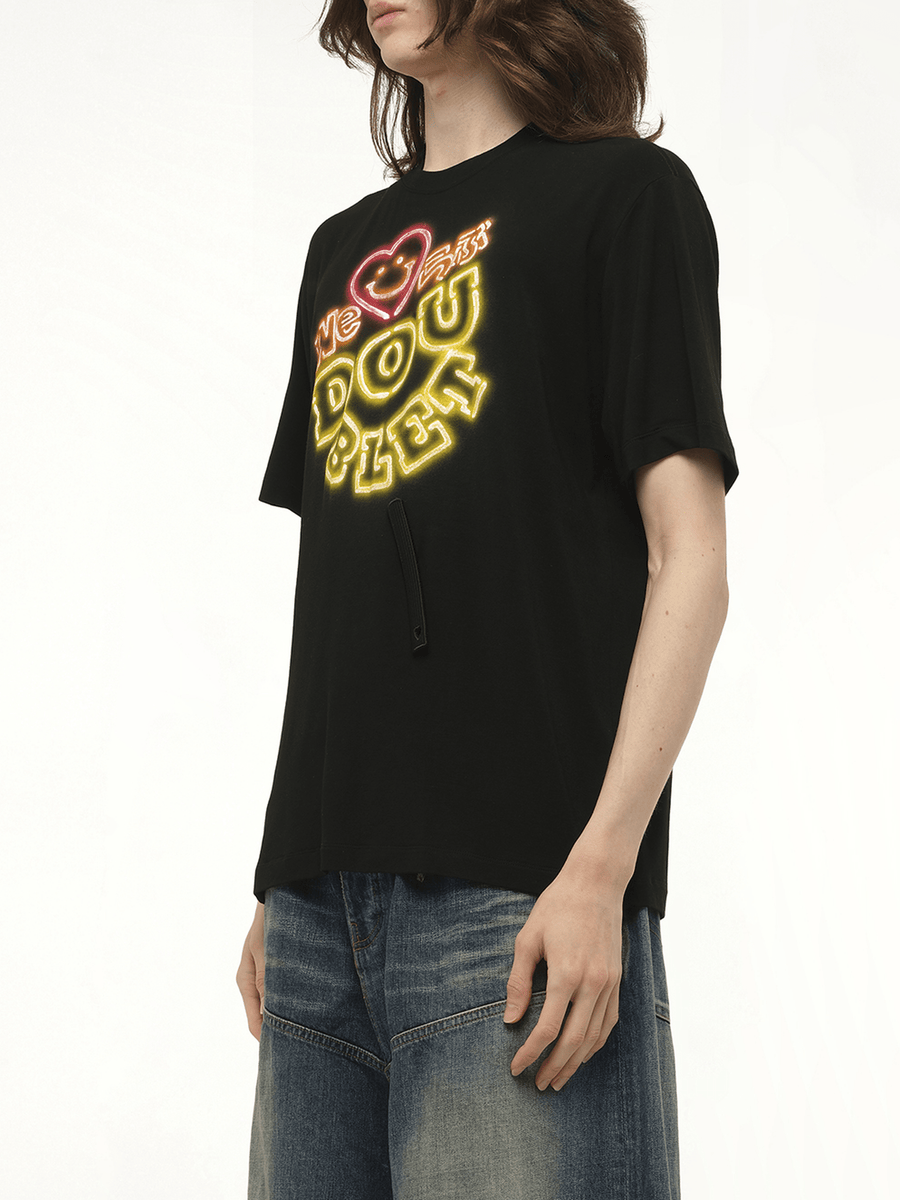 Big Doublet Neon Paint Fan Service T-Shirt in Black