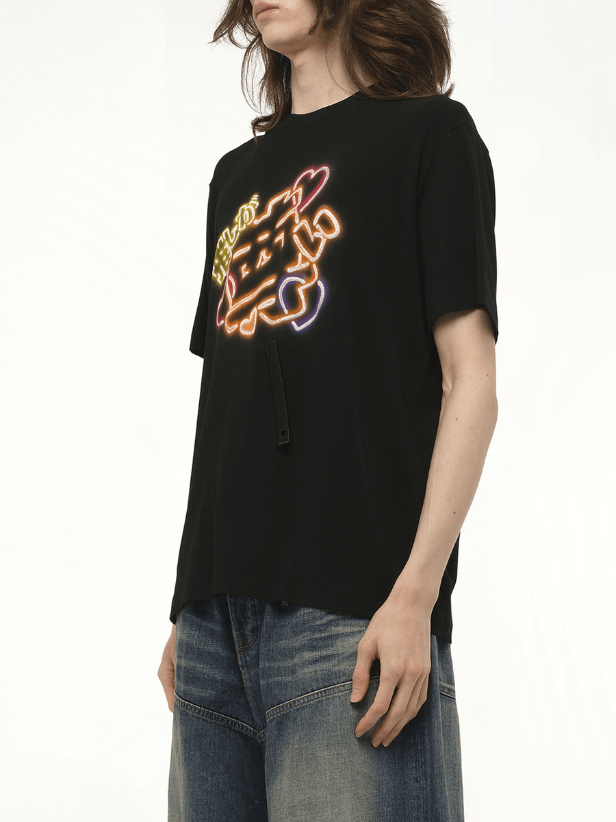 Big Japanese Neon Paint Fan Service T-Shirt in Black