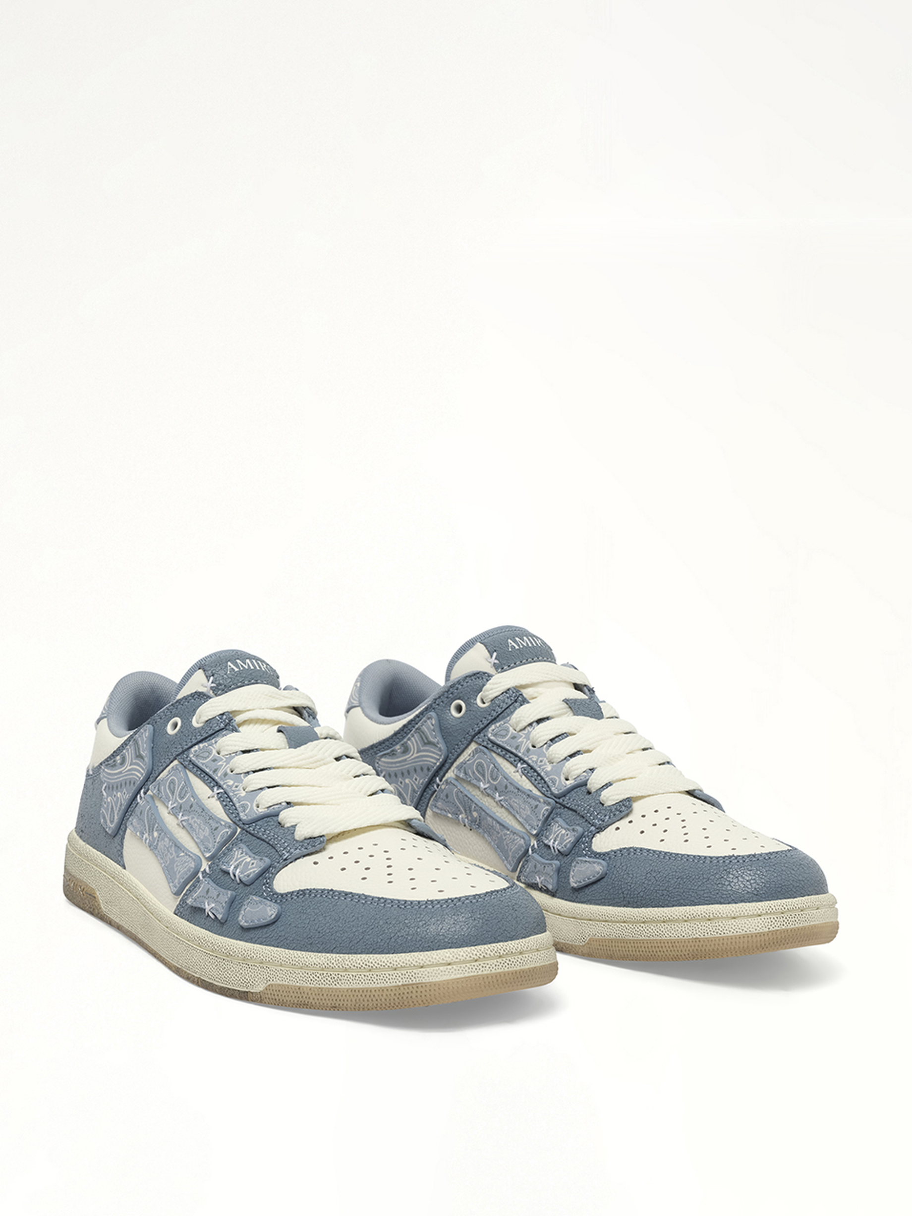 Bandana Skeleton Top Low Sneaker in Ashley Blue Front View | AMIRI