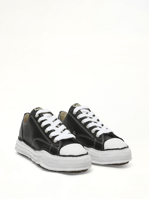 Peterson OG Leather Low Sneaker in Black/White Front View | MAISON MIHARA YASUHIRO