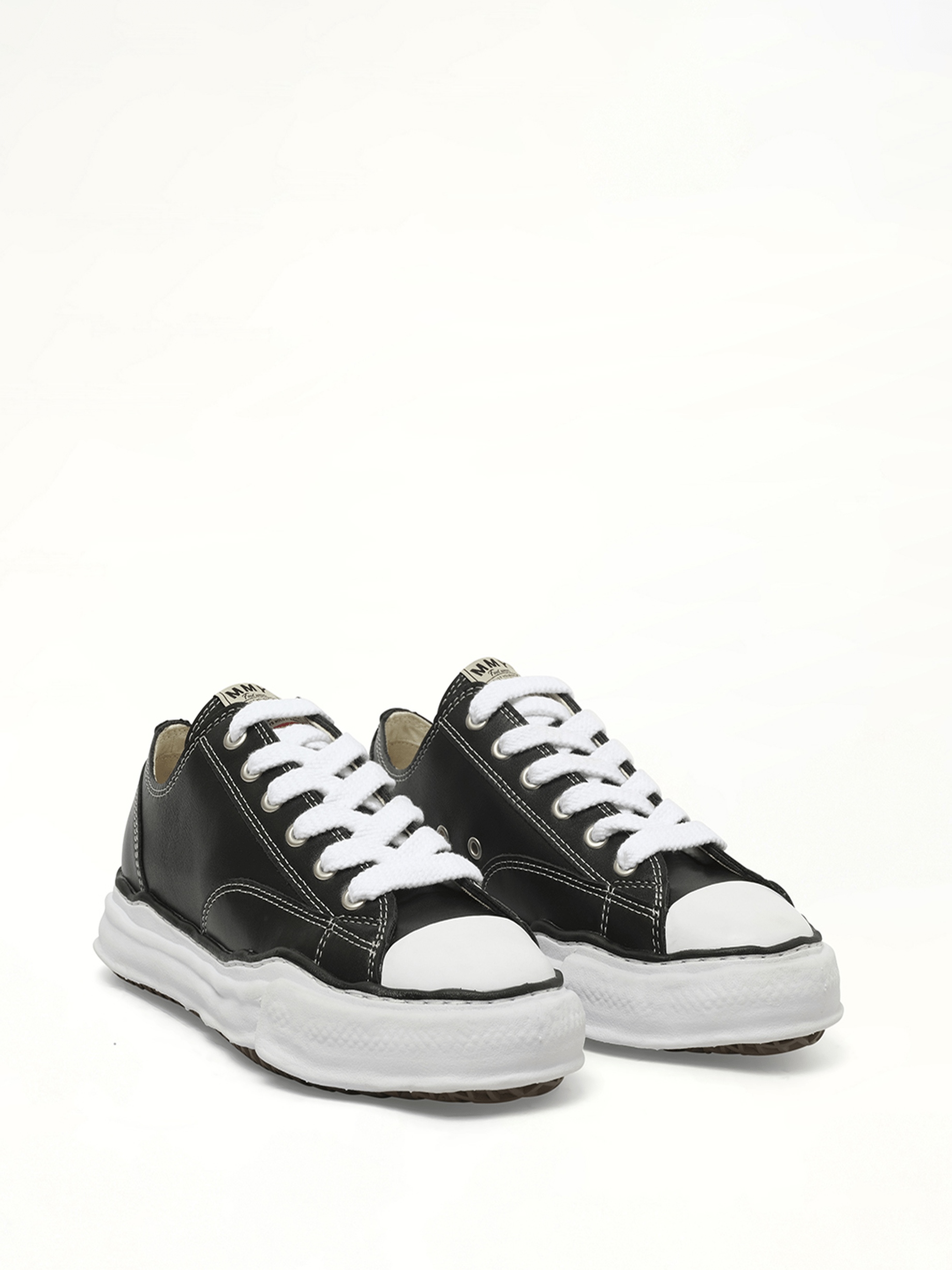 Peterson OG Leather Low Sneaker in Black/White Front View | MAISON MIHARA YASUHIRO