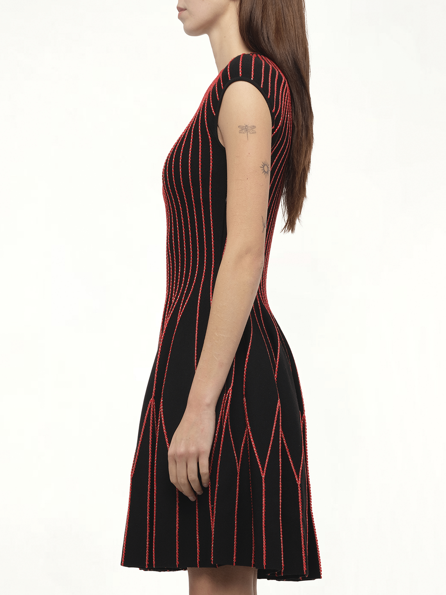 Knit Dress in Multi Black/Red