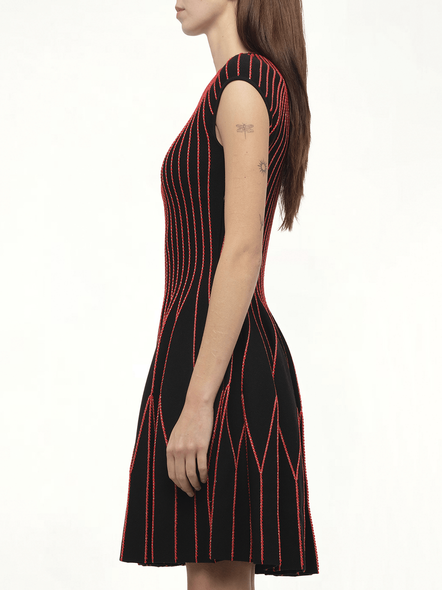 Knit Dress in Multi Black/Red