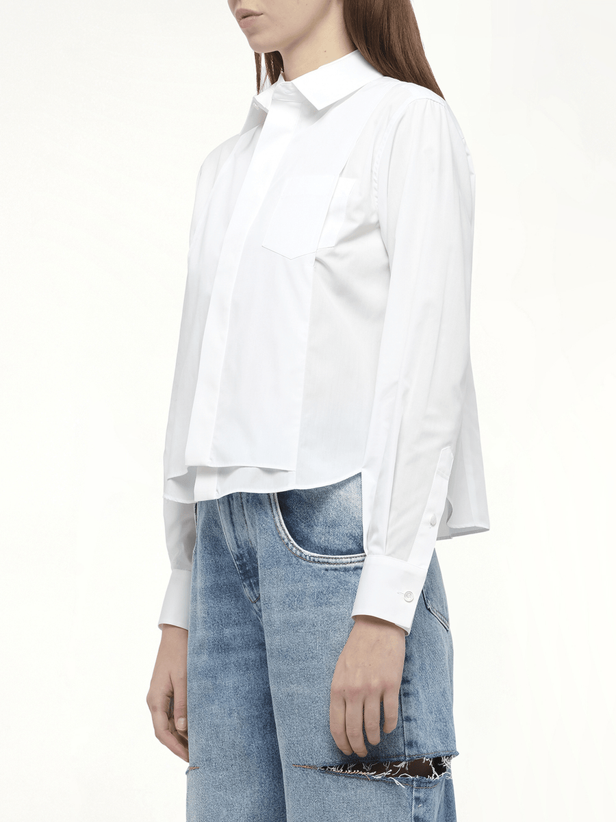 Layered Poplin Shirt in Off White