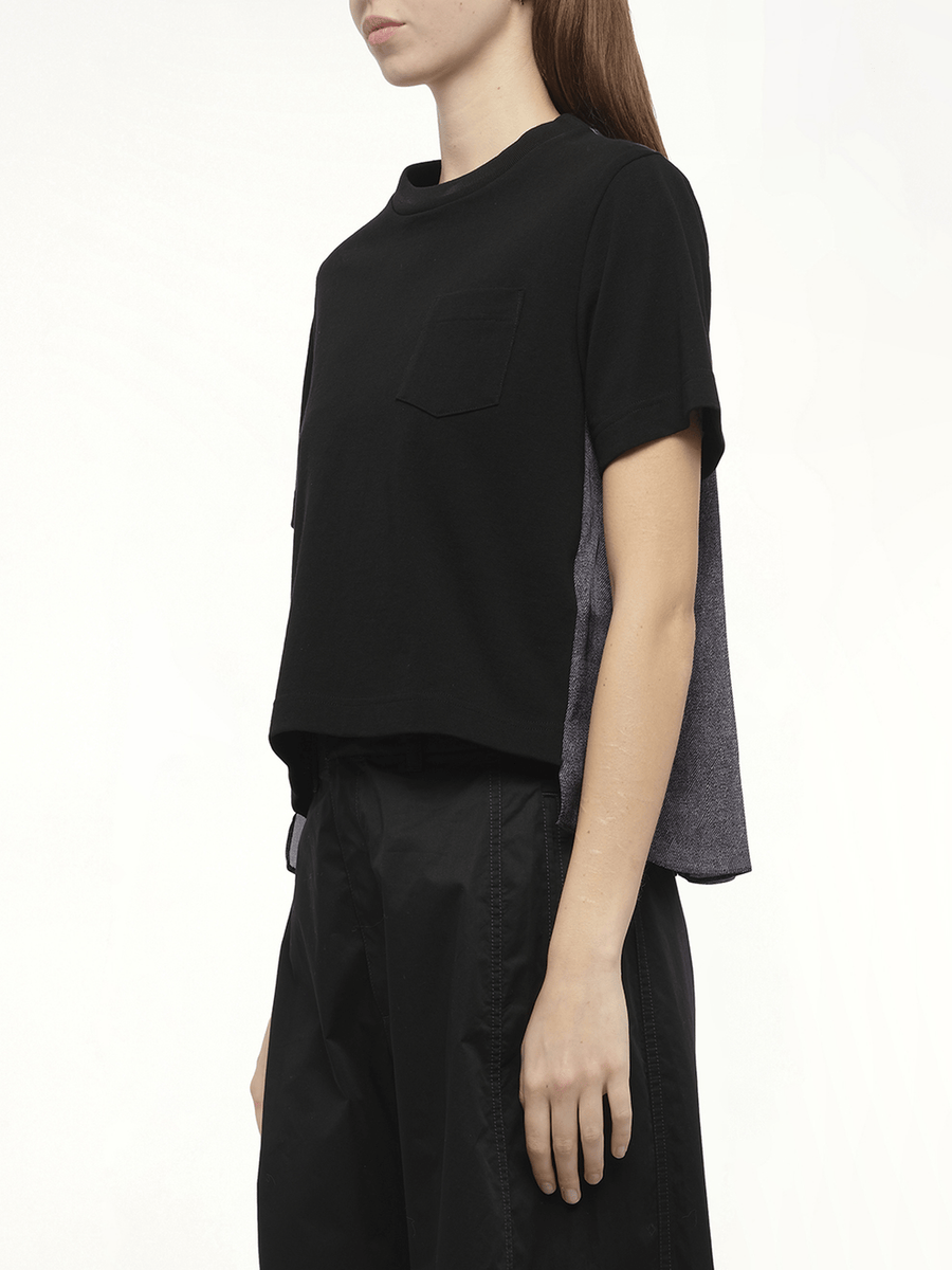 Denim x Cotton Jersey T-Shirt in Black/Indigo