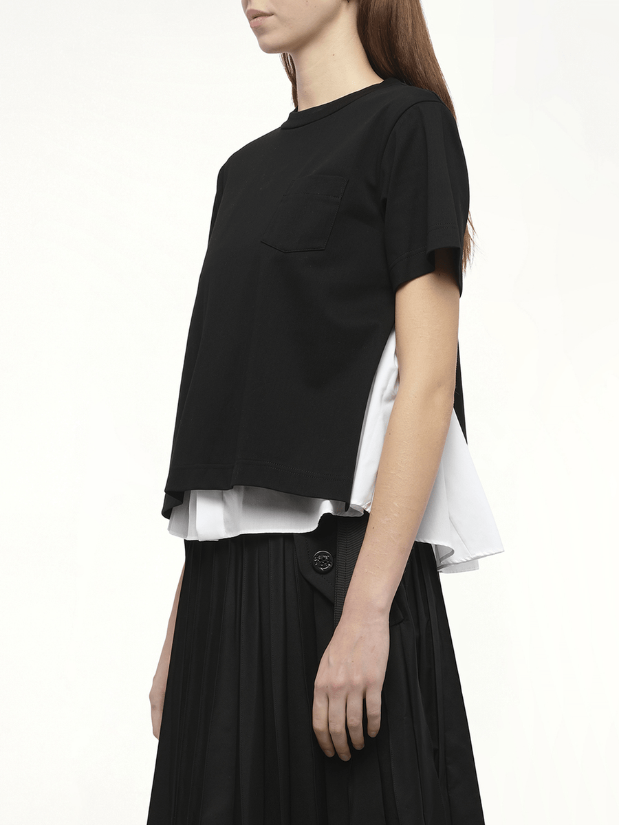 Poplin x Cotton Jersey T-Shirt in Black/Off White