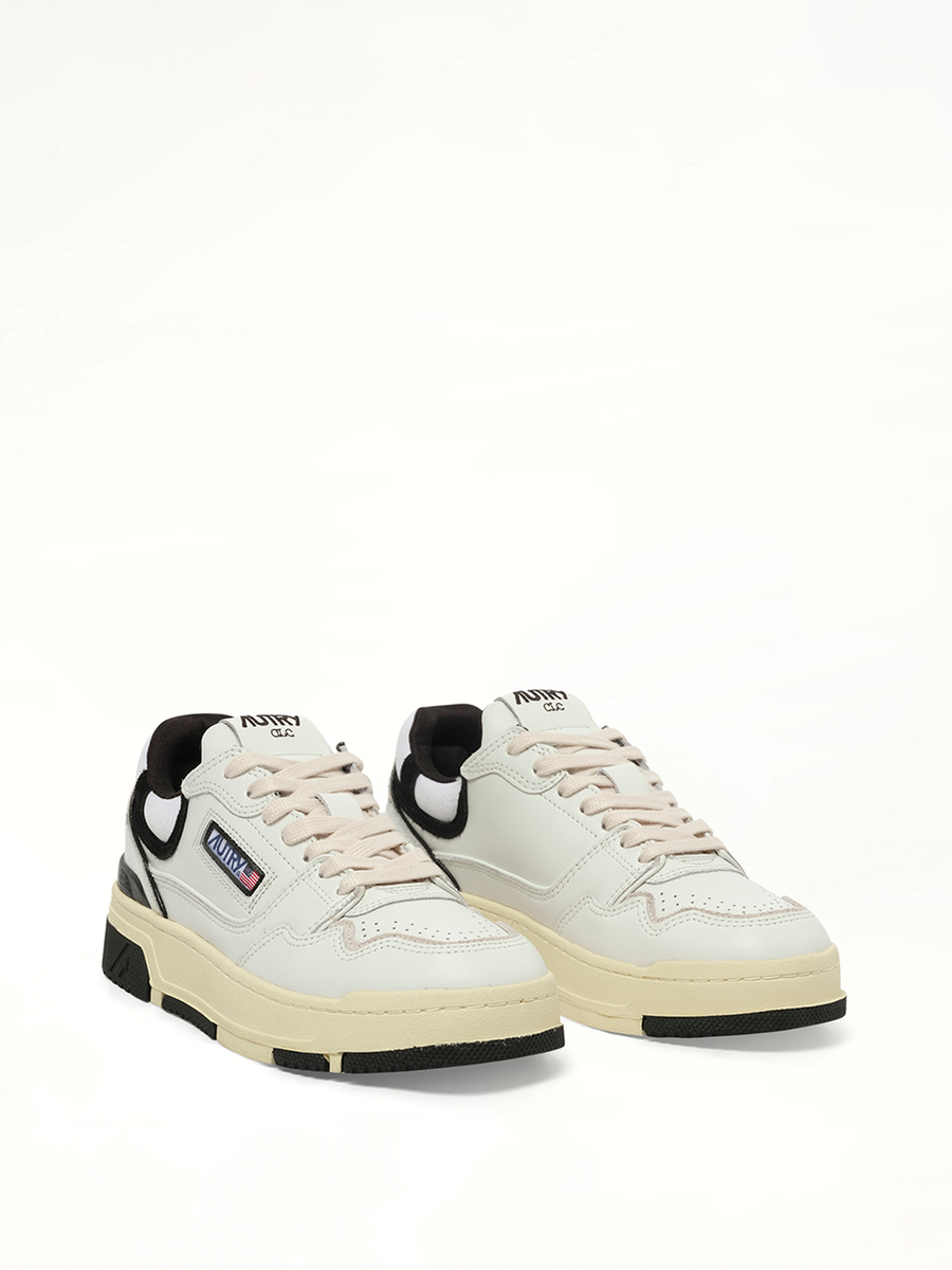 CLC Low Sneakers in White/Black Front View | AUTRY