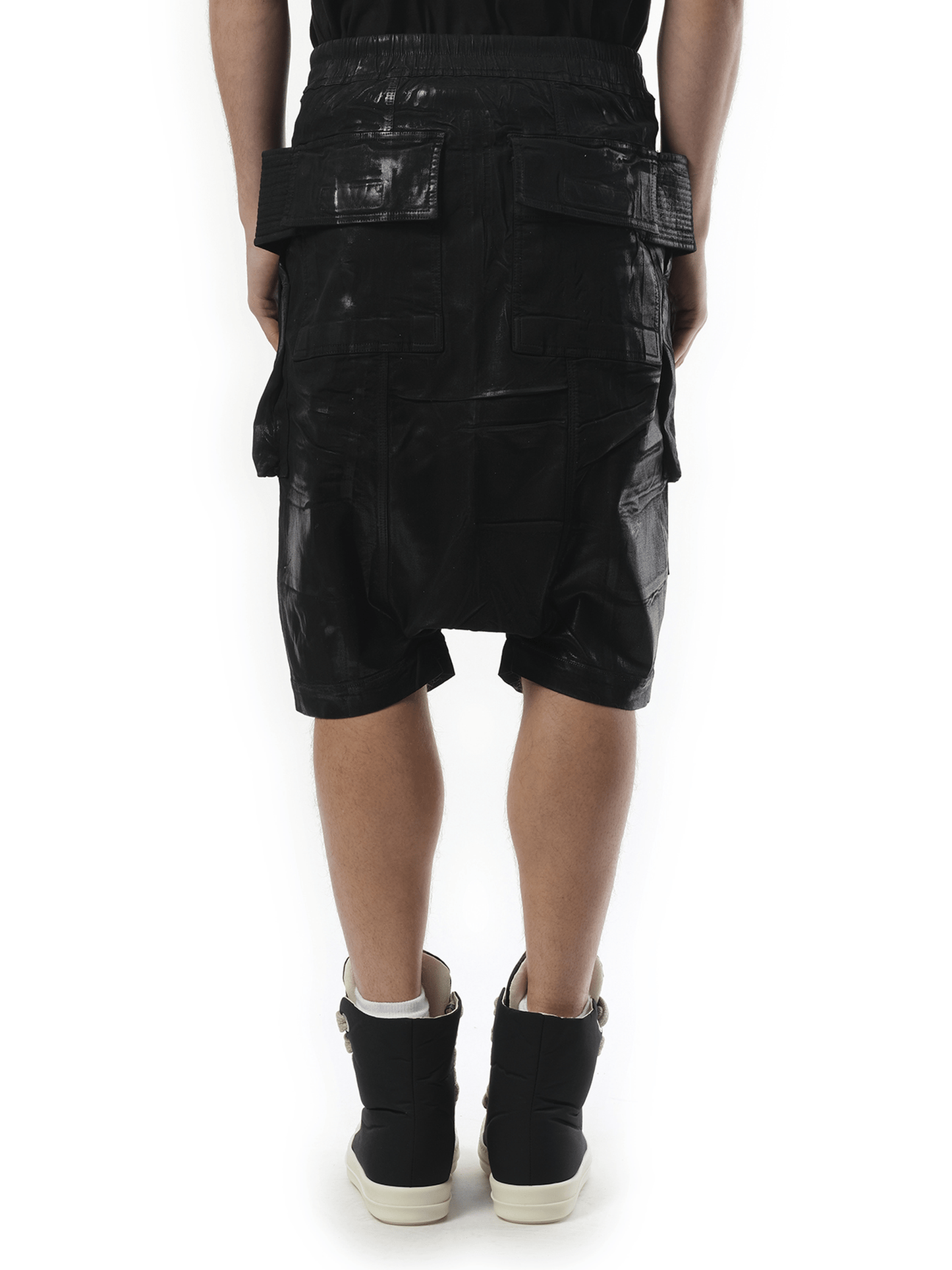 Rick Owens Drkshdw Foil Denim Creatch Cargo Pods in Black