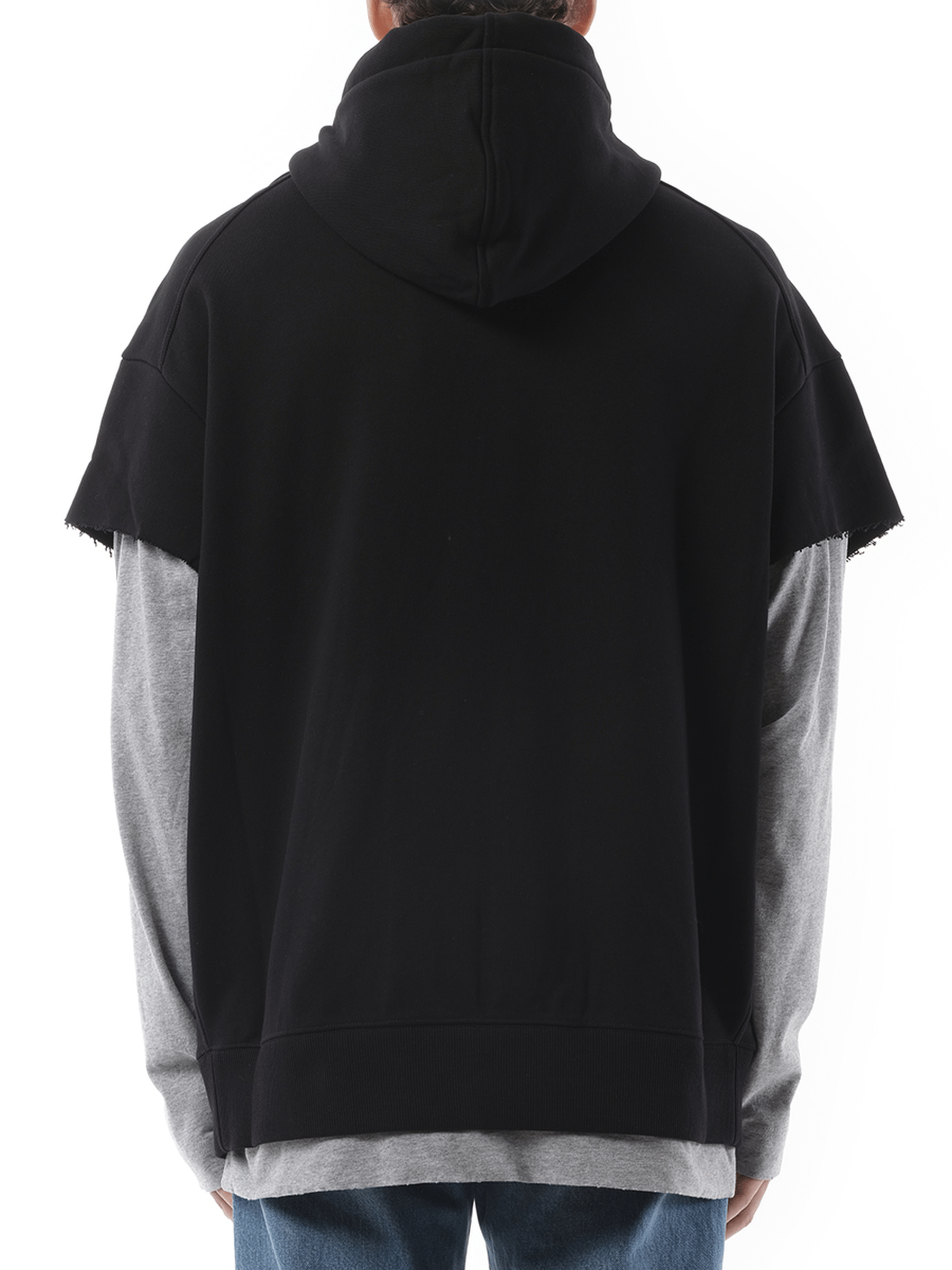 Givenchy Jersey Multi Layer Hoodie in Black/Grey