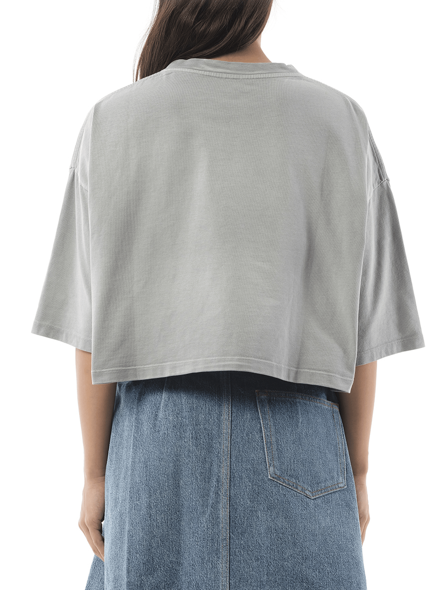 Loewe Cropped Anagram T-Shirt in Light Grey