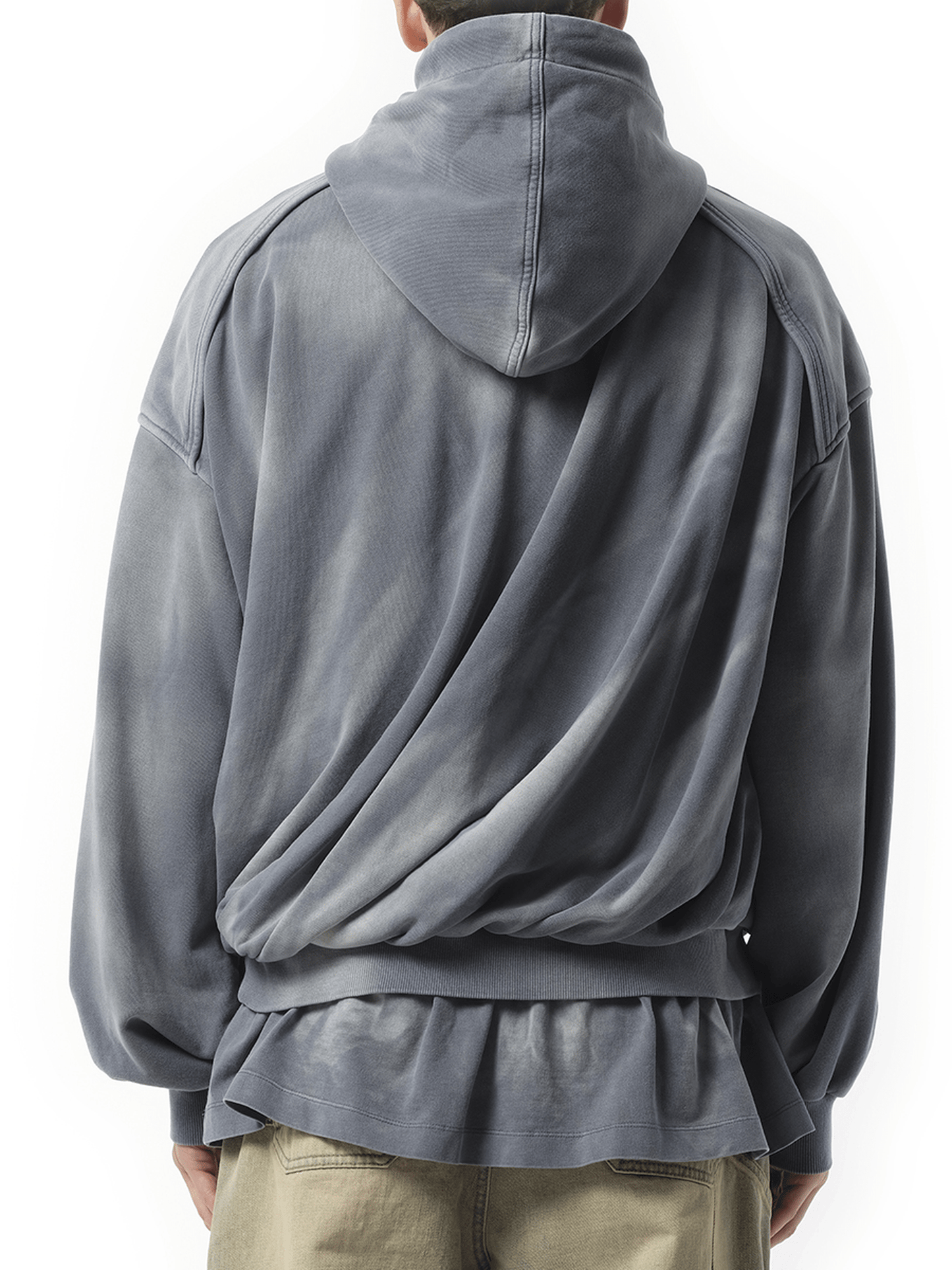 Juunj Layered Twisted Hoodie in Blue