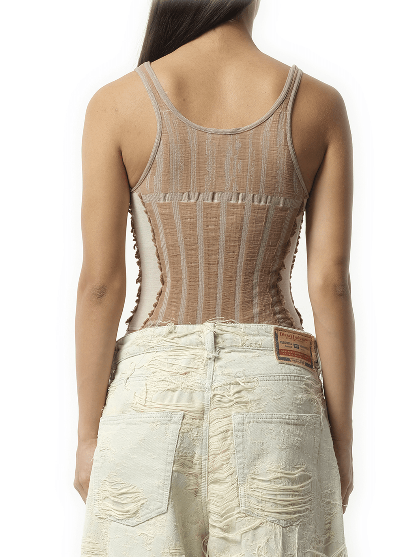 Diesel Distressed Tank Top in Beige