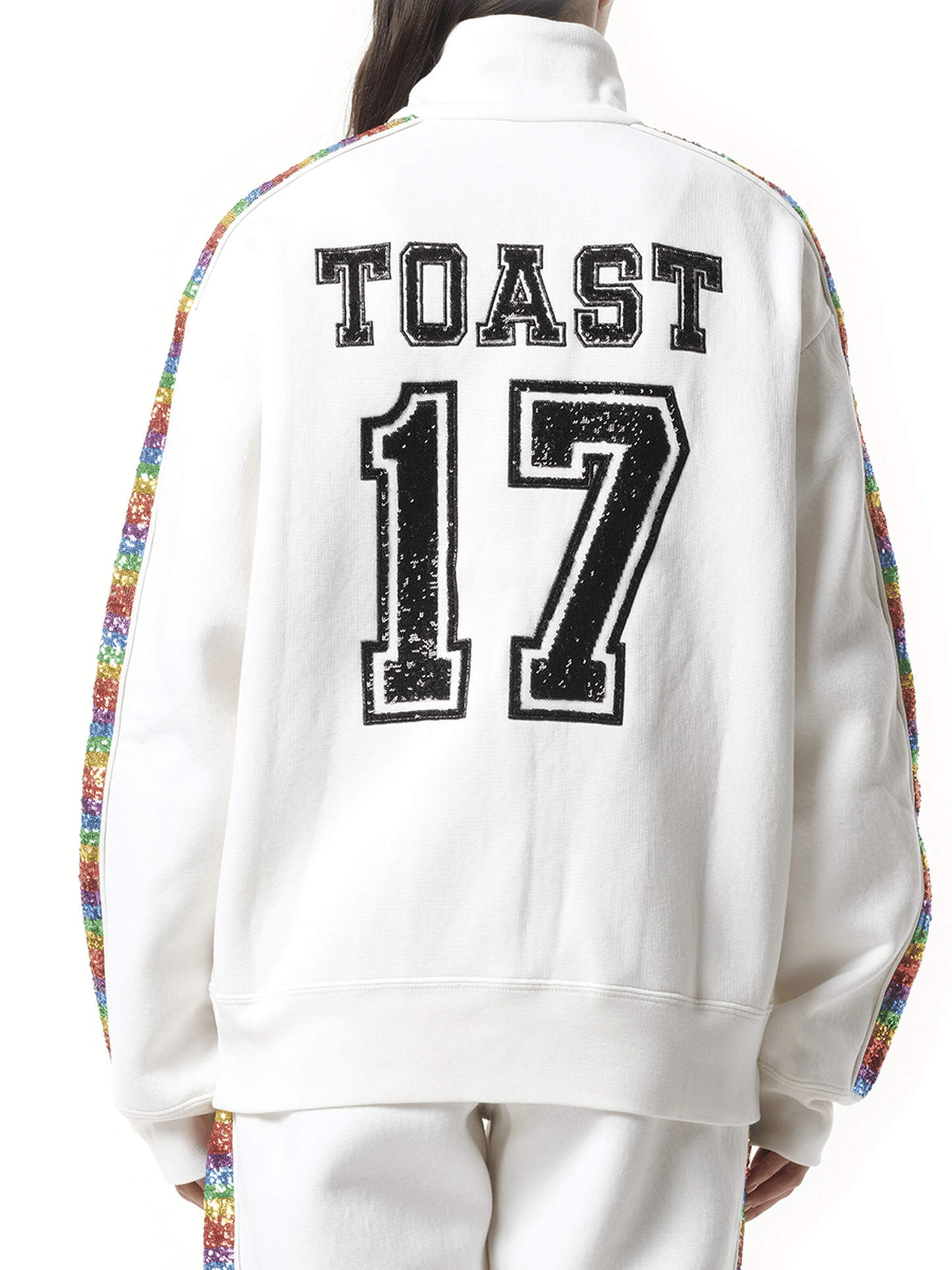 Long Sleeve Zip Sweatshirt in White