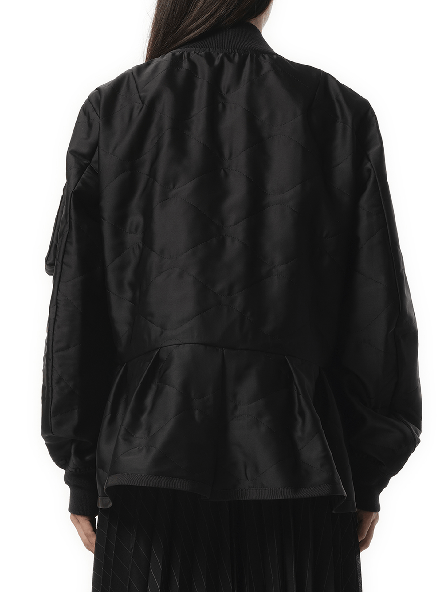 Sacai Quilted Satin Blouson in Black
