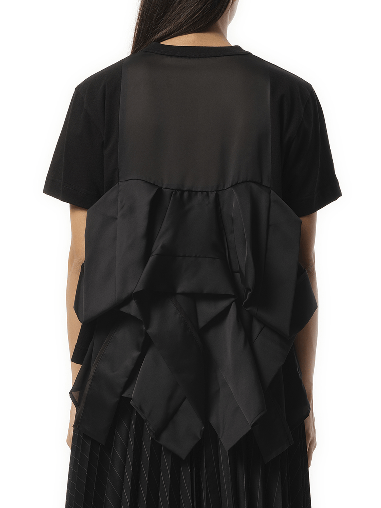 Sacai Satin x Cotton Jersey T-Shirt in Black