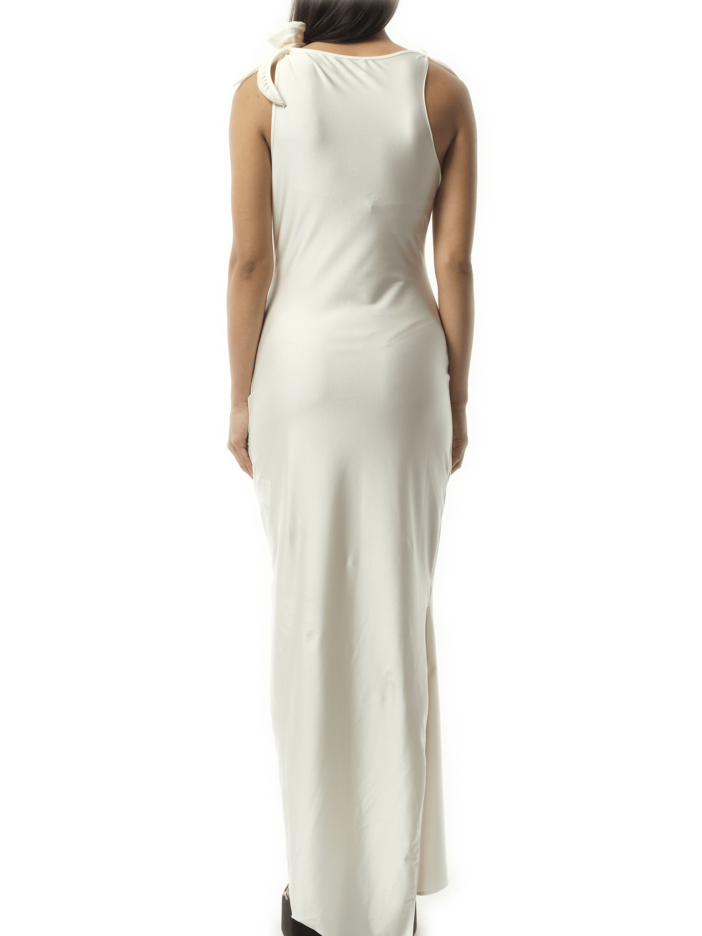 Coperni Asymmetric Flower Gown in White