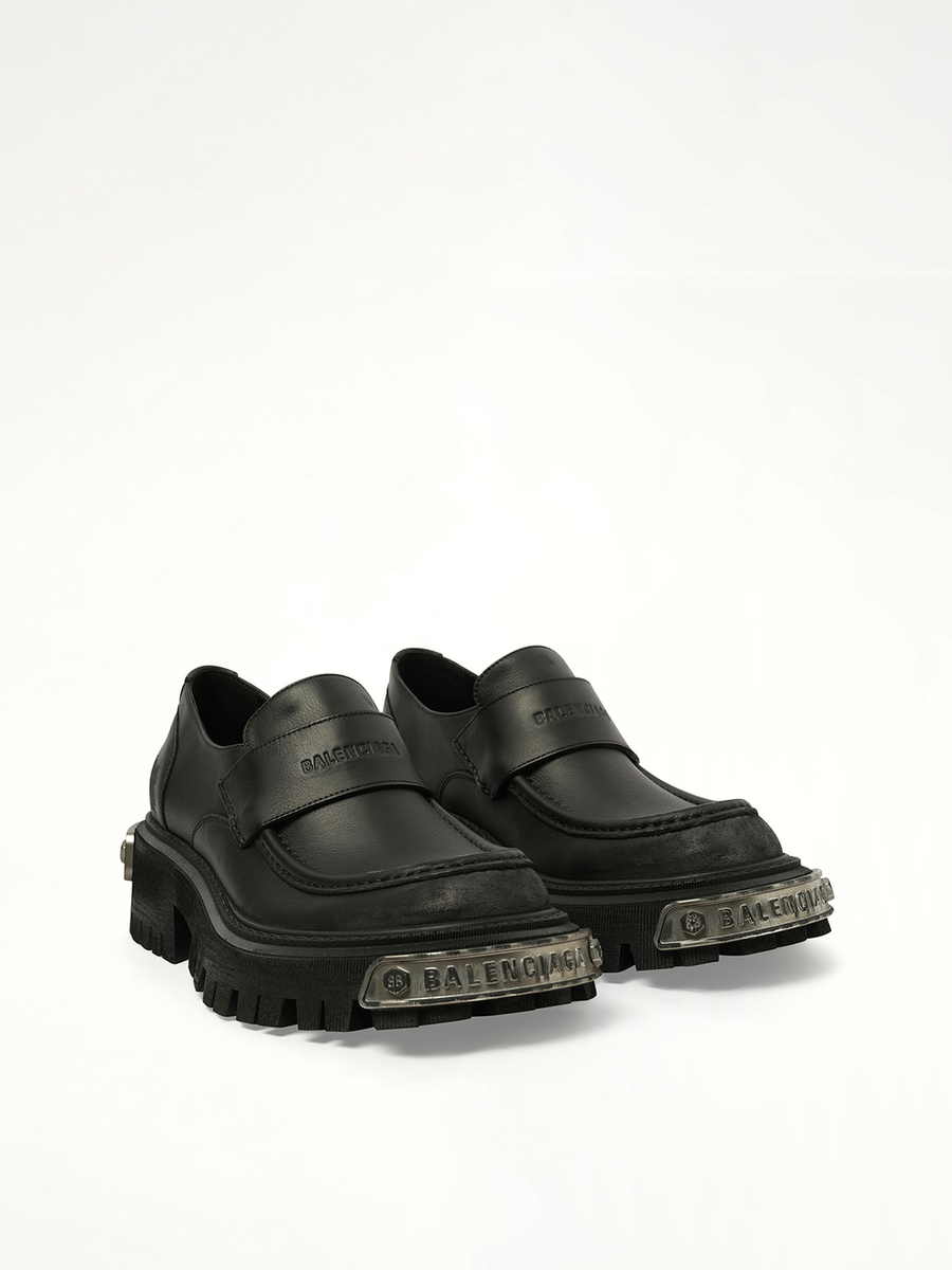 Tractor Loafer L20 in Black/Silver Front View | BALENCIAGA