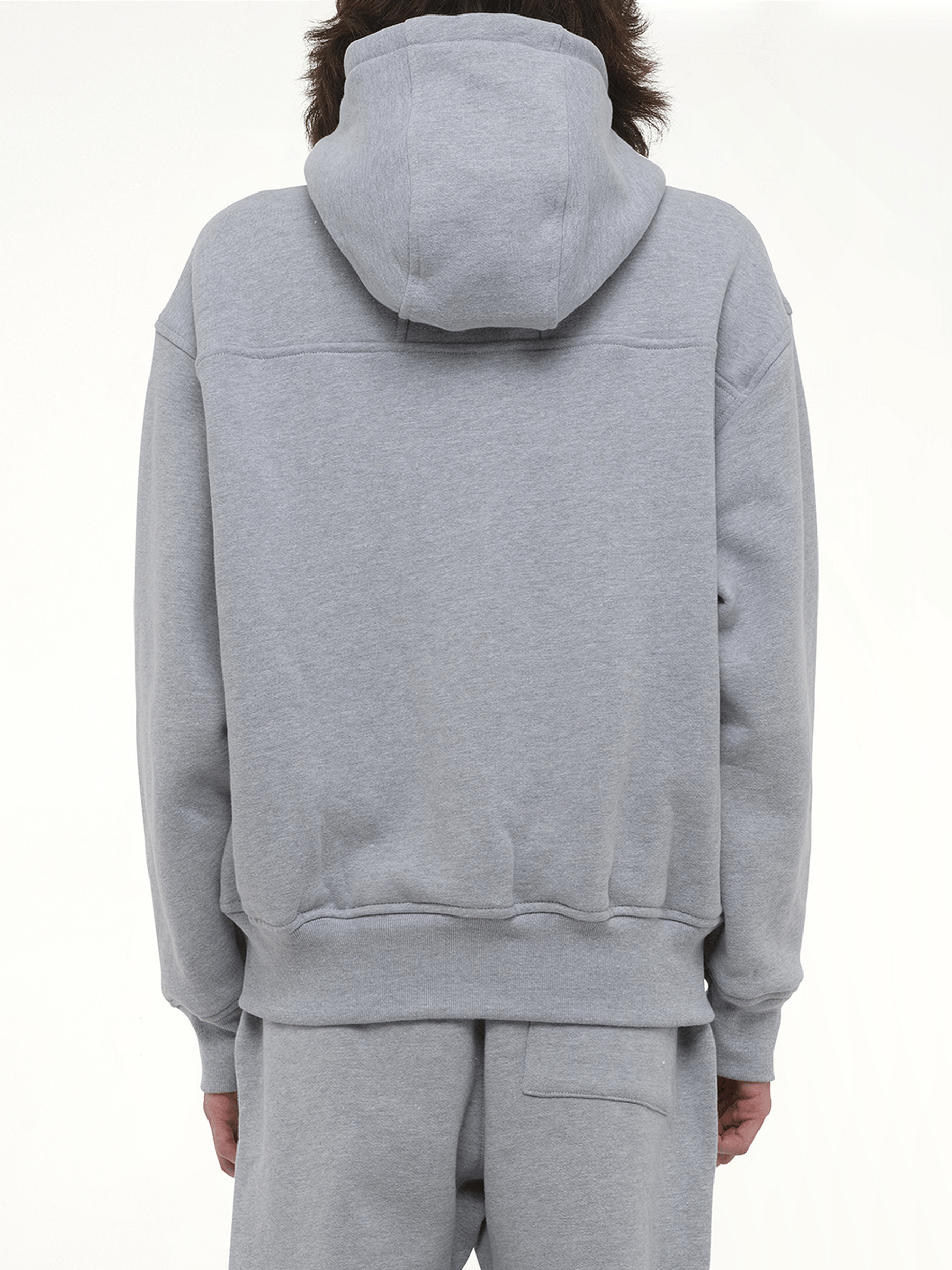 Rhude Classique Full-Zip Hoodie in Heather Gray