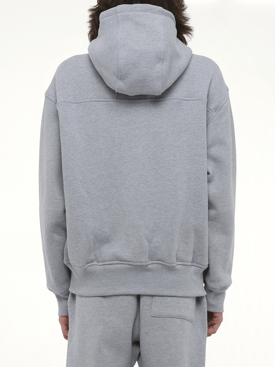 Rhude Classique Full-Zip Hoodie in Heather Gray