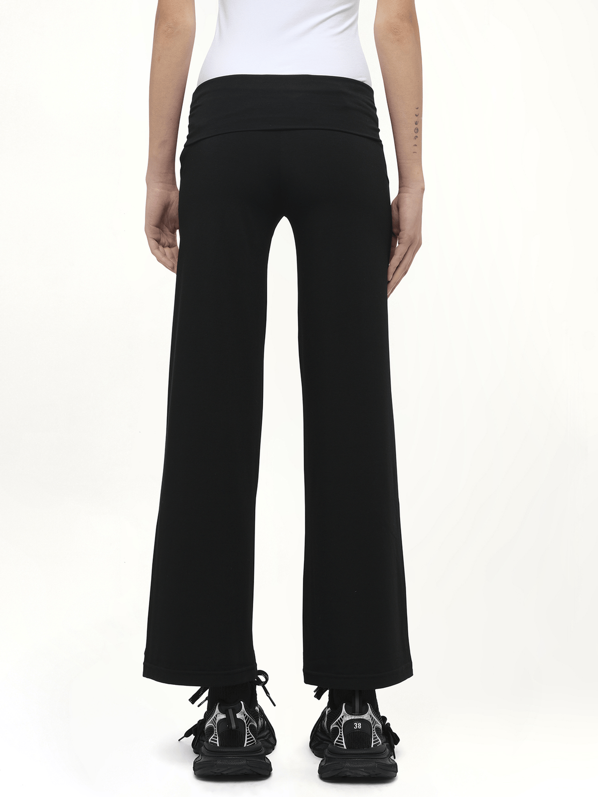 Afternoon Stretch Series - Folded High Waisted Pants in Black