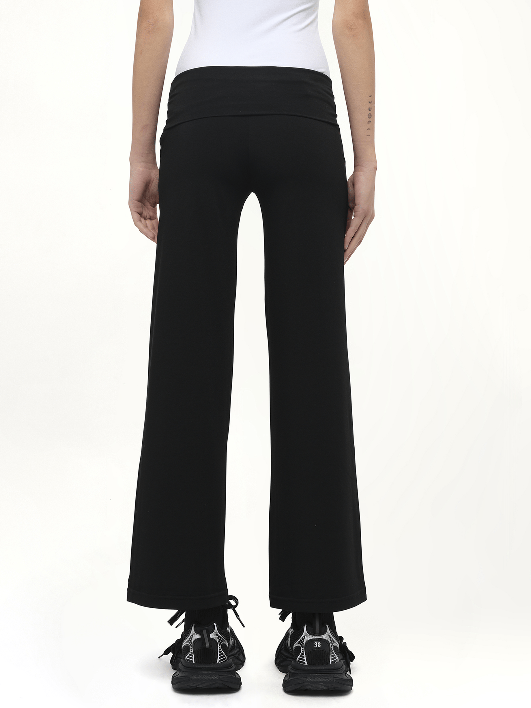 Afternoon Stretch Series - Folded High Waisted Pants in Black