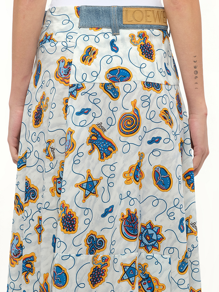 Loewe x Paula Prt Skirt Denim in White