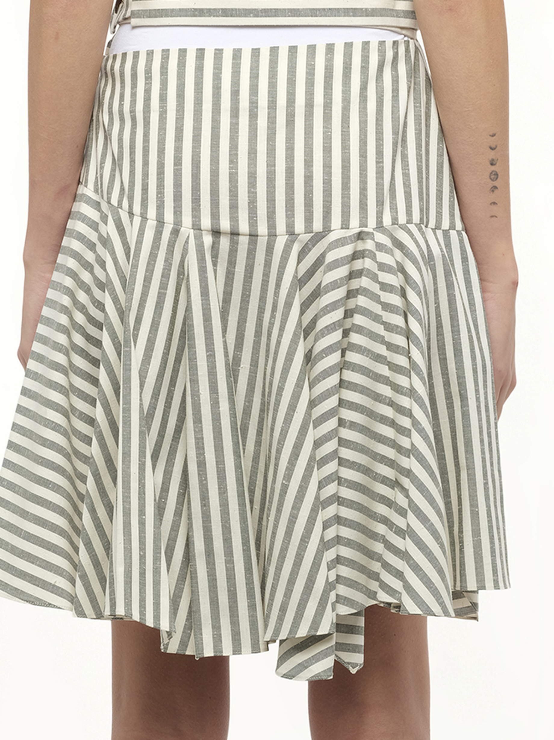 Stripe Skater Skirt in White