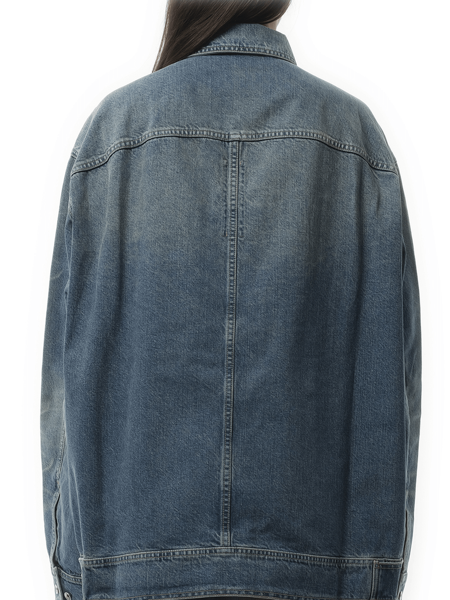 Rick Owens Drkshdw Jumbo Denim Worker Jacket in Washed Indigo