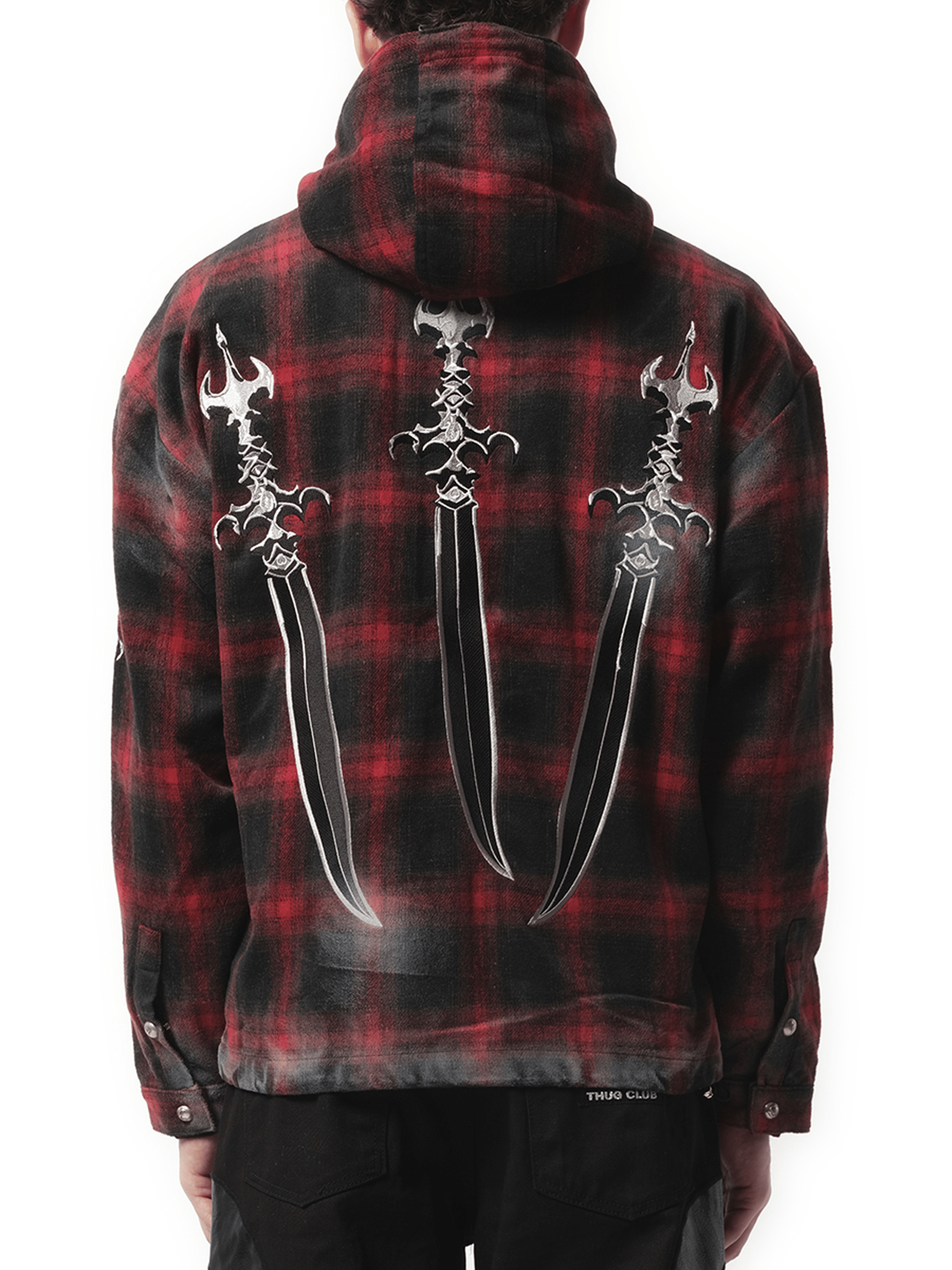 Thug Club Arab Sword Flannel Zip-up Jacket in Red