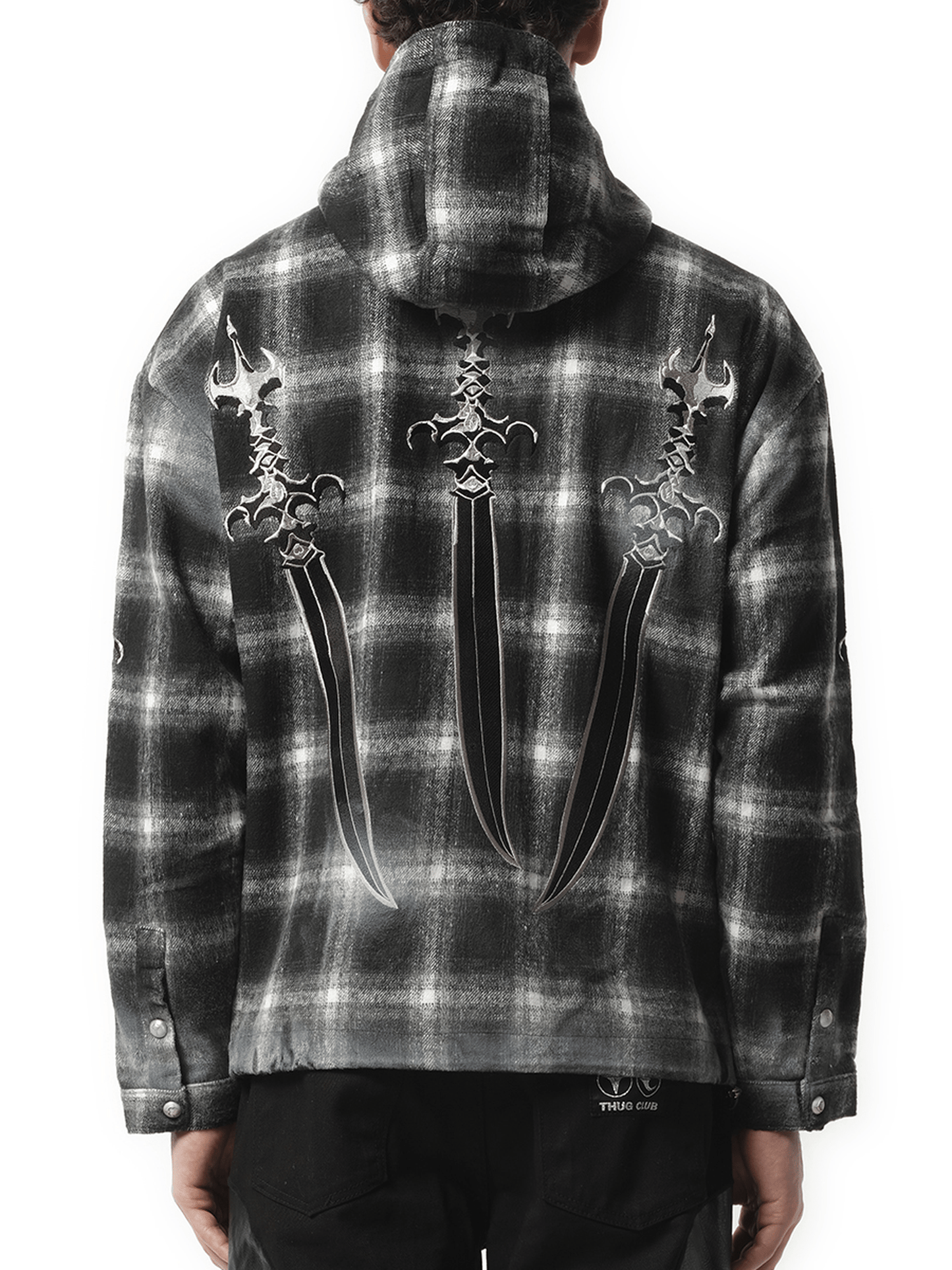 Thug Club Arab Sword Flannel Zip-up Jacket in Black