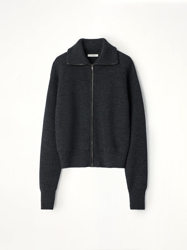 Zipped Cardigan in Ash Melange