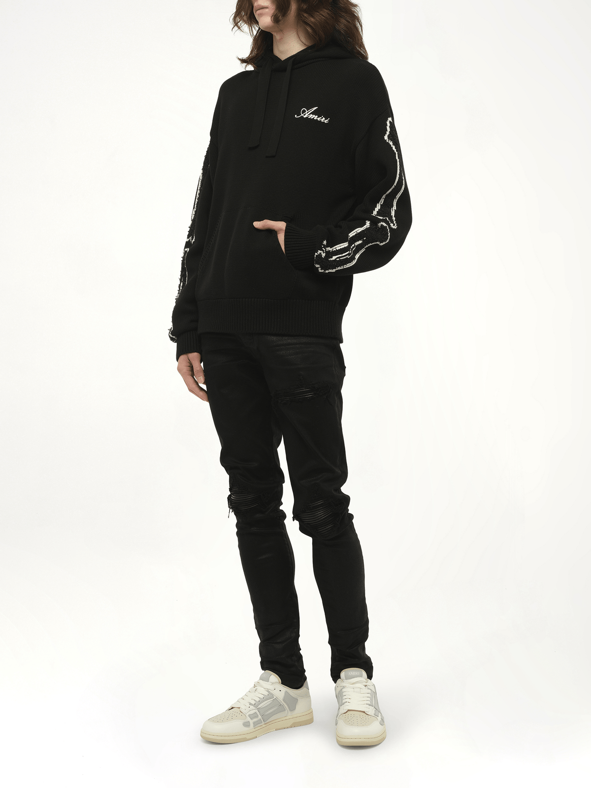 Bones Hoodie in Black/White
