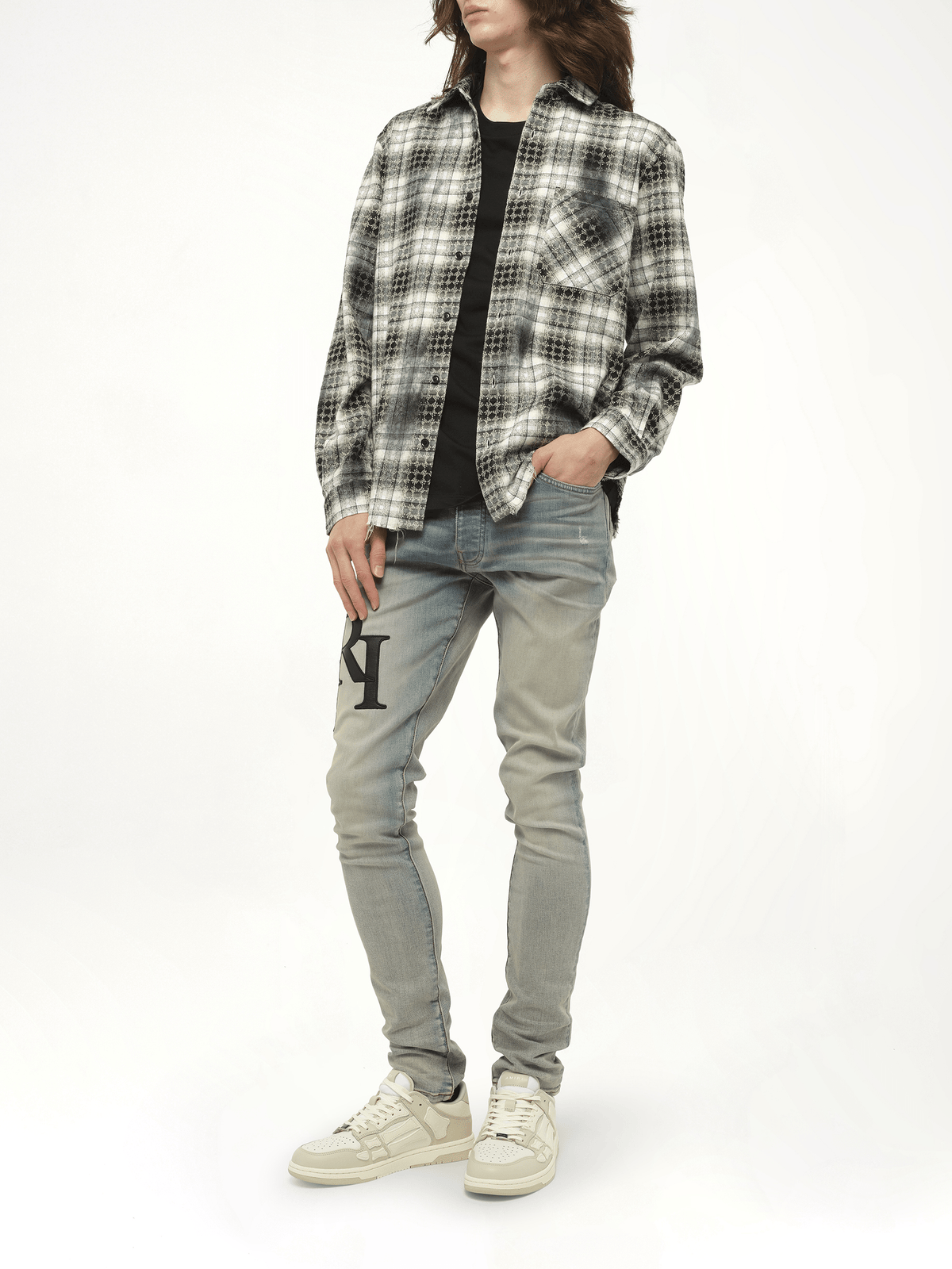 MA Quad Bleach Flannel Shirt in Black