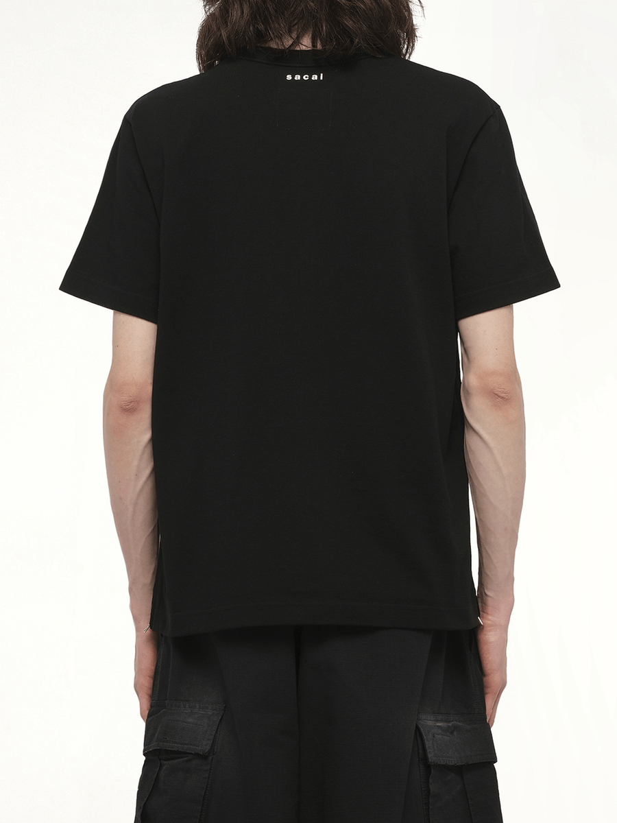 Side Zip Cotton T-Shirt in Black