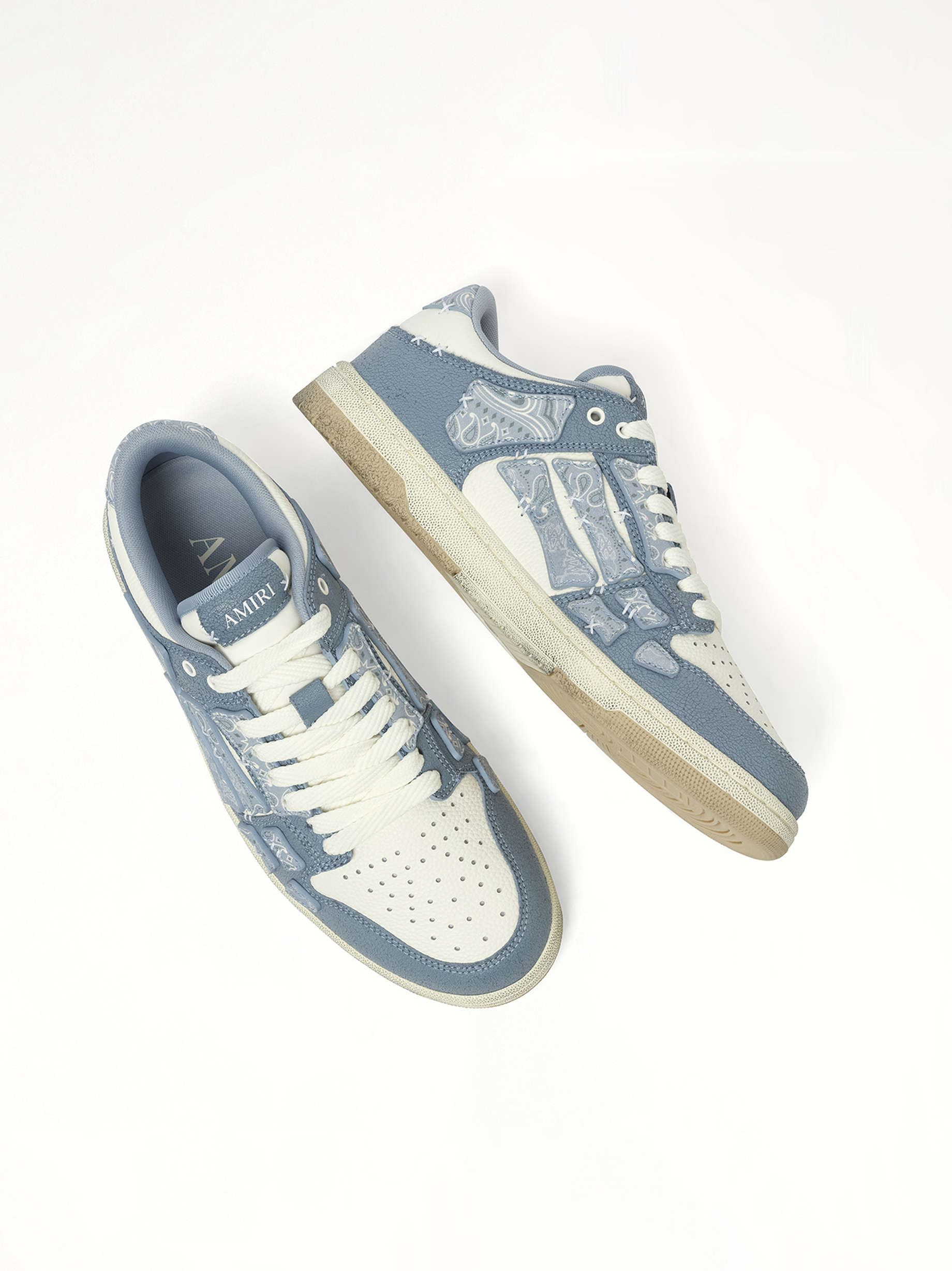 Bandana Skeleton Top Low Sneaker in Ashley Blue Back View | AMIRI