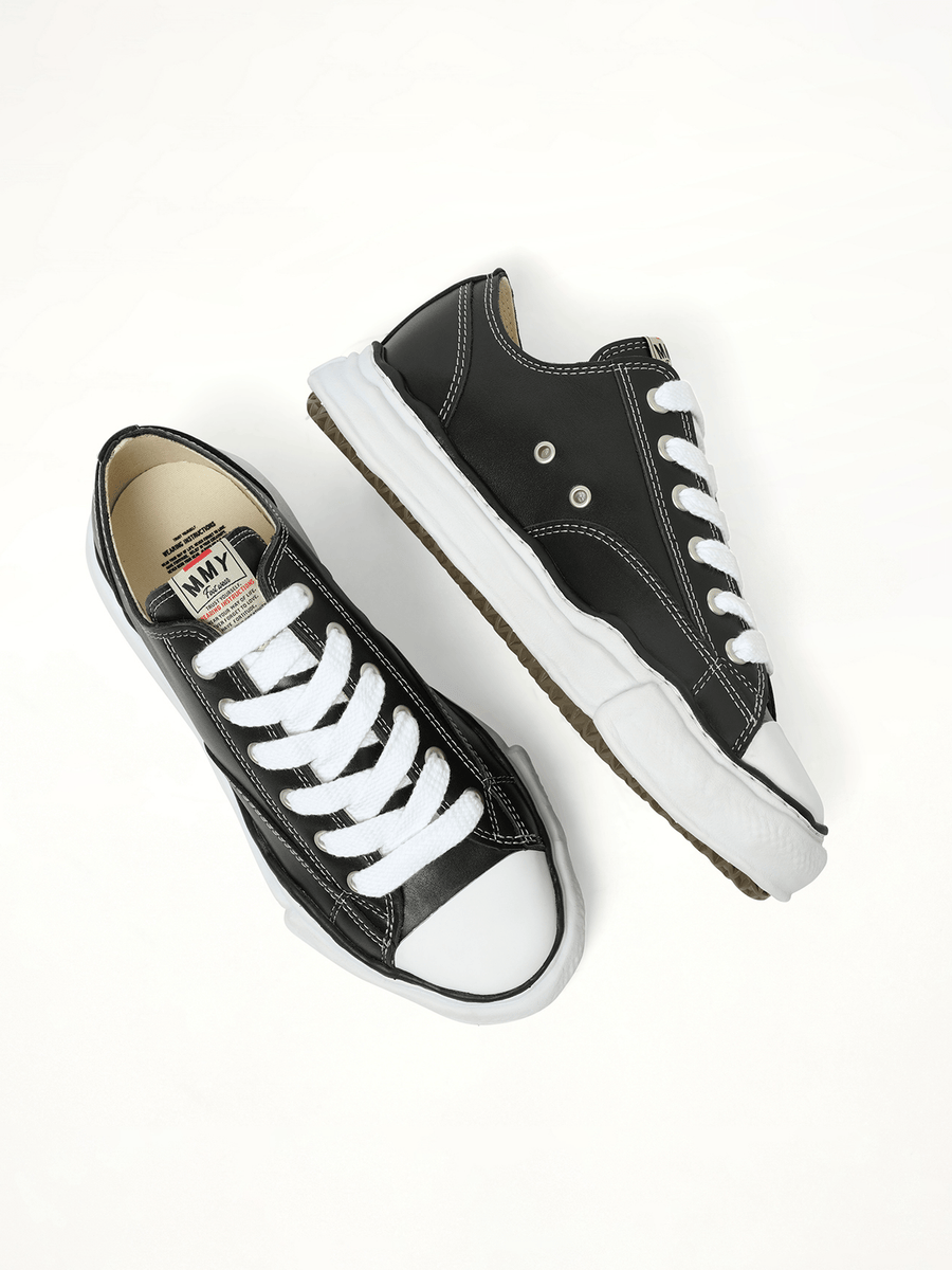 Peterson OG Leather Low Sneaker in Black/White Back View | MAISON MIHARA YASUHIRO