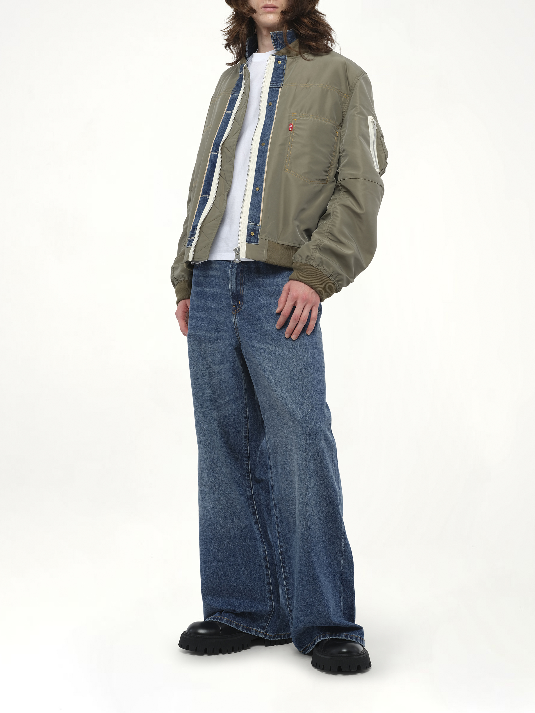 Levi's Denim x Nylon Twill Reversible Blouson in Blue/Khaki