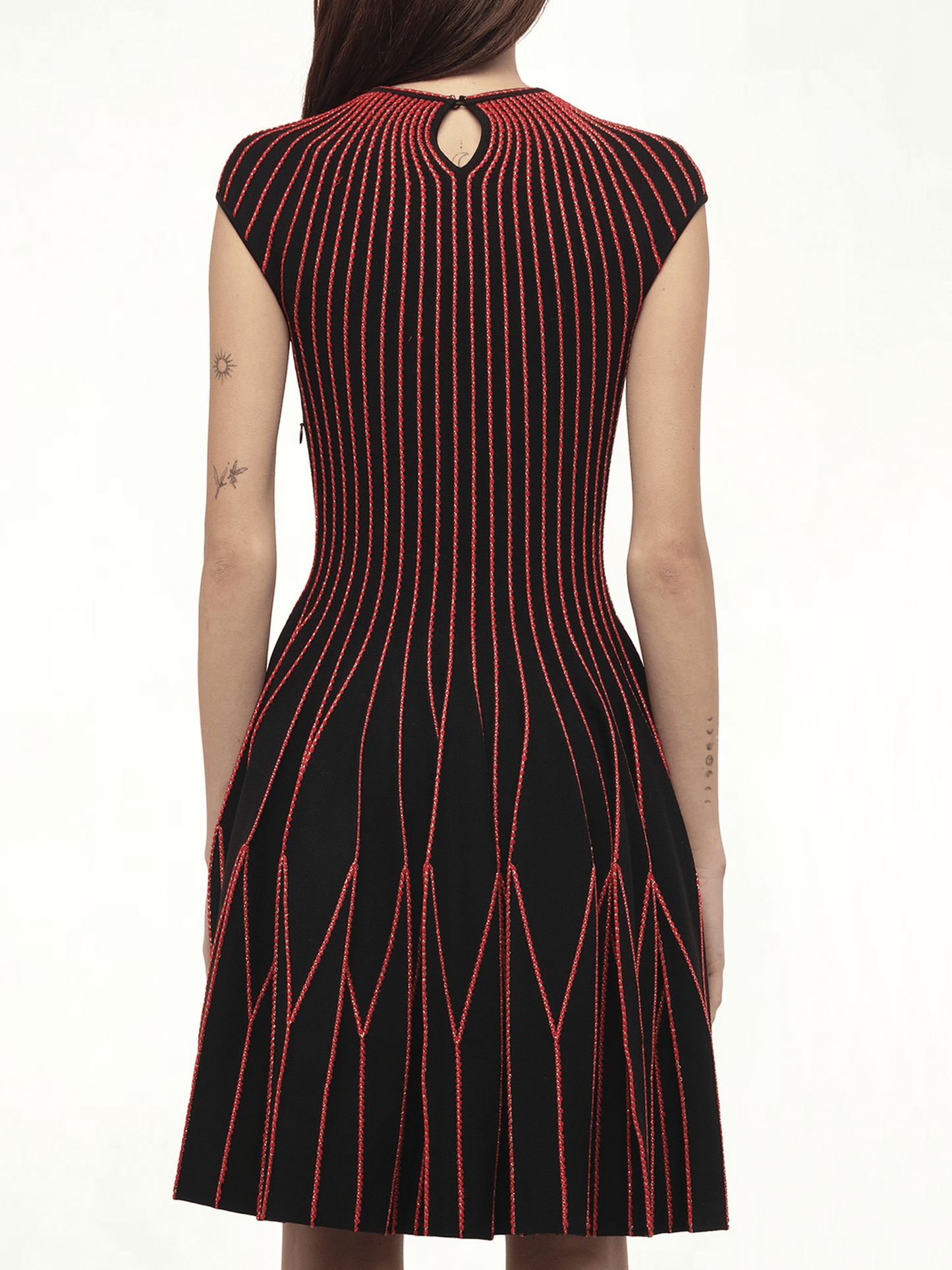 Knit Dress in Multi Black/Red