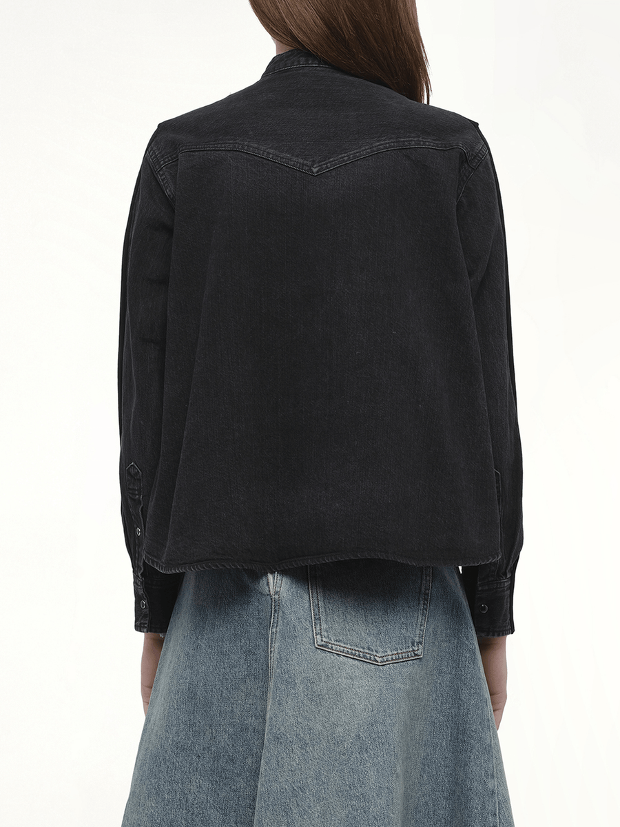 Denim x Knit Cardigan in Black