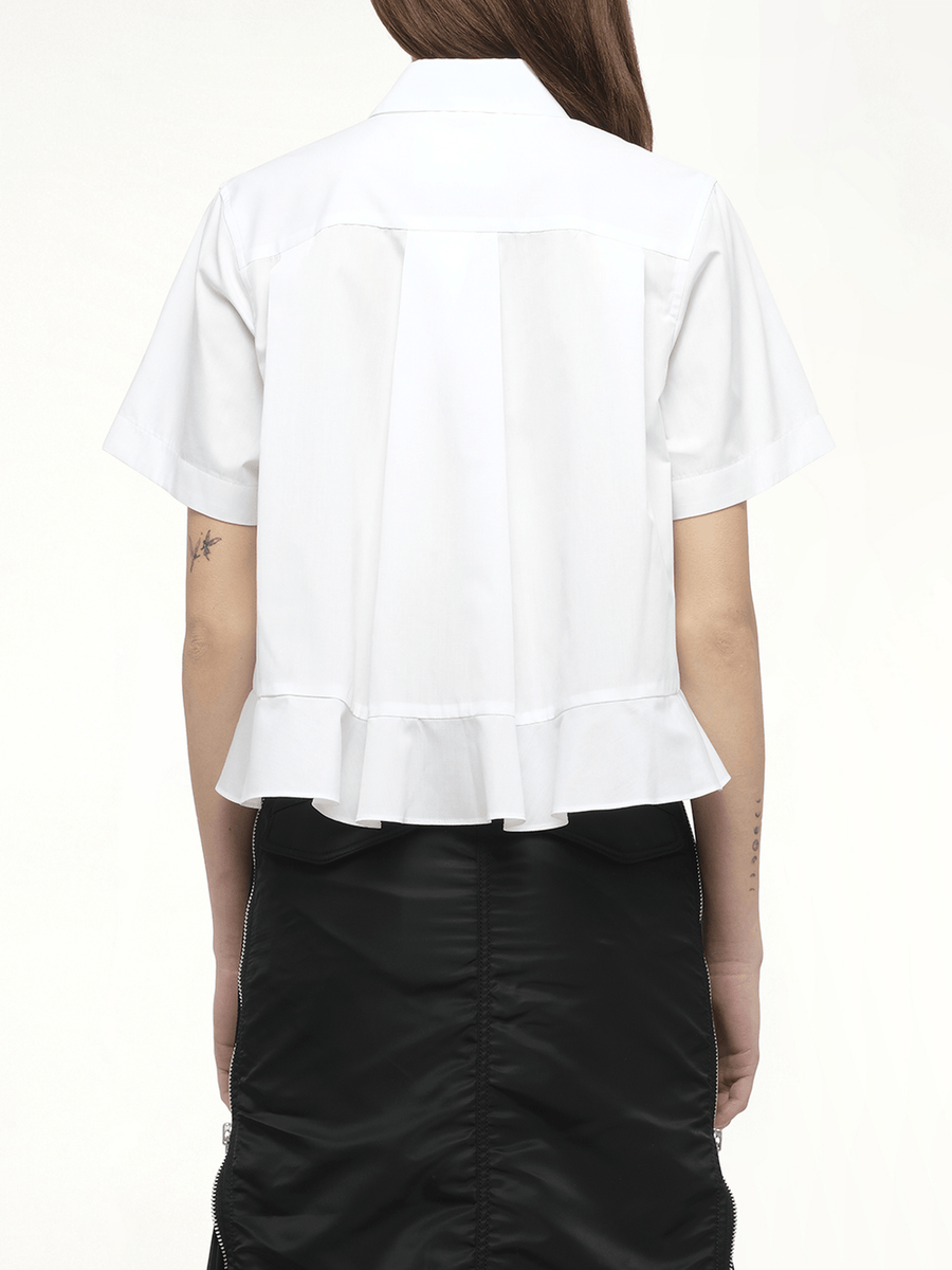 Frill Poplin Shirt in Off White