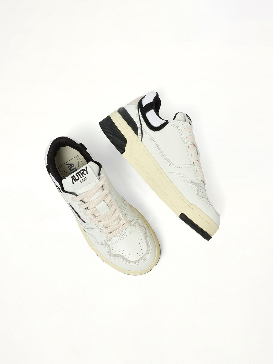 CLC Low Sneakers in White/Black Back View | AUTRY
