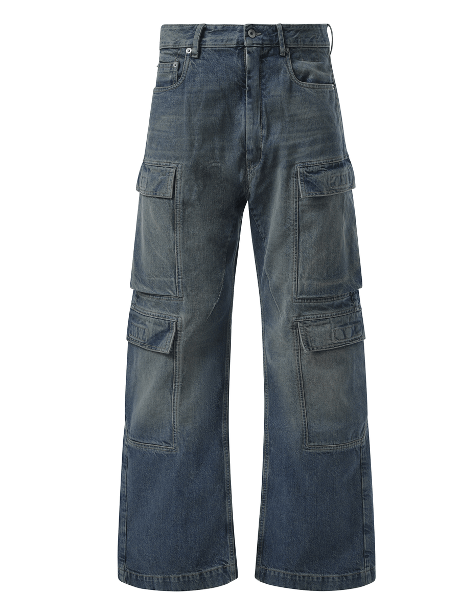 Rick Owens Drkshdw Double Cargo Jeans in Washed Indigo