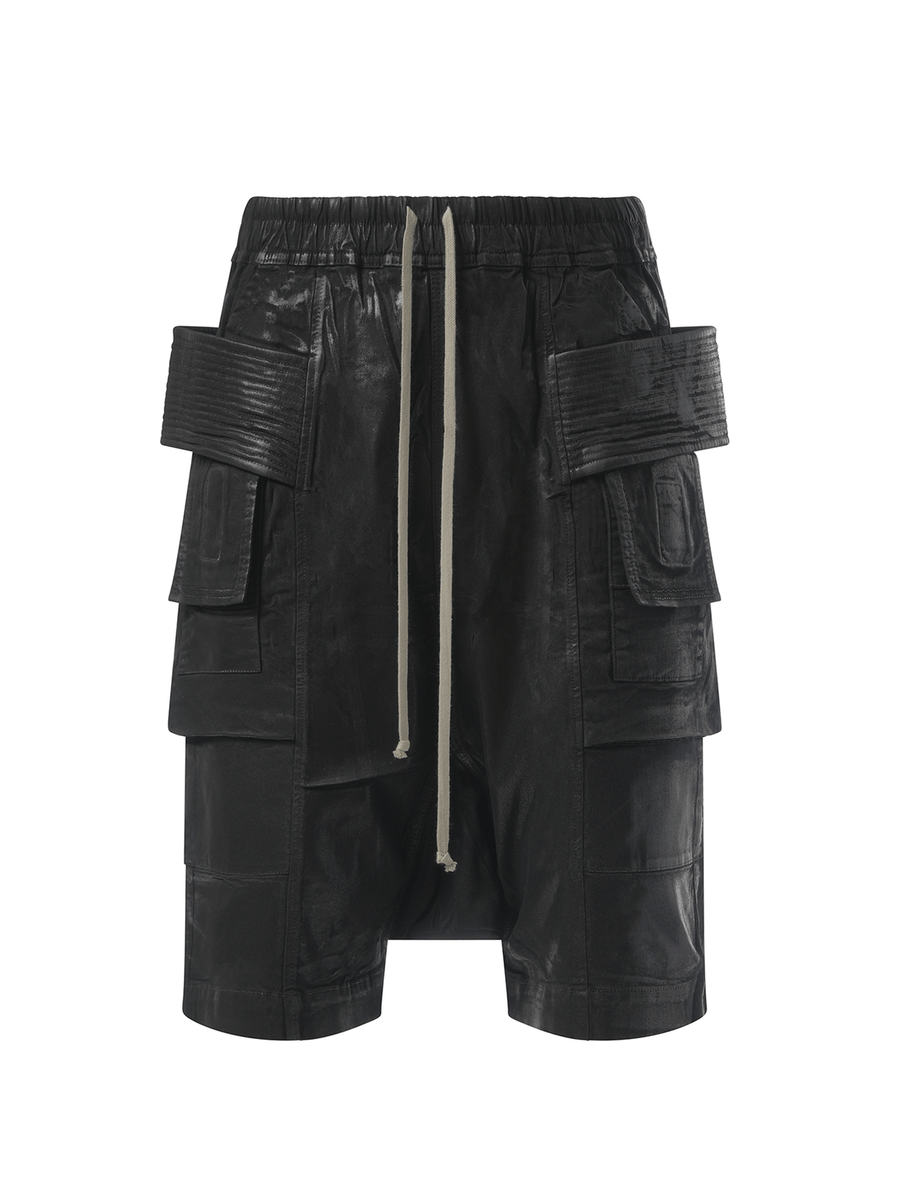 Rick Owens Drkshdw Foil Denim Creatch Cargo Pods in Black