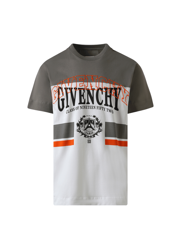 Givenchy College Print Stripes Logo T-Shirt in Grey/White