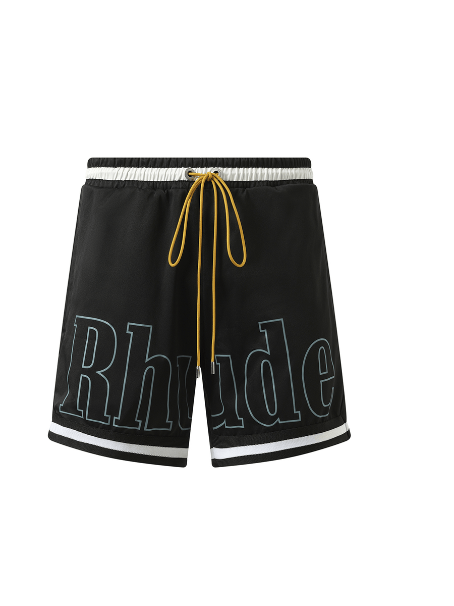 Rhude Rhude Logo Basketball Swim Shorts in Black/White
