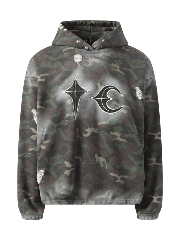 Thug Club Sprayed Camoflage Rock Hoodie in Camo