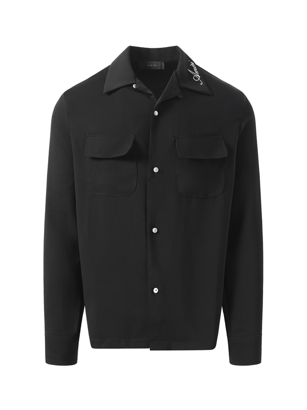Amiri Round Pocket Dress Shirt in Black