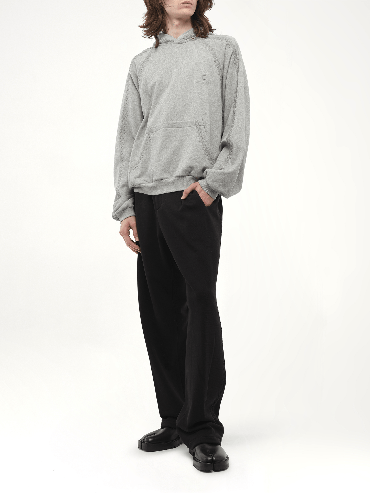 Wooyoungmi Whipstitch Hoodie in Grey